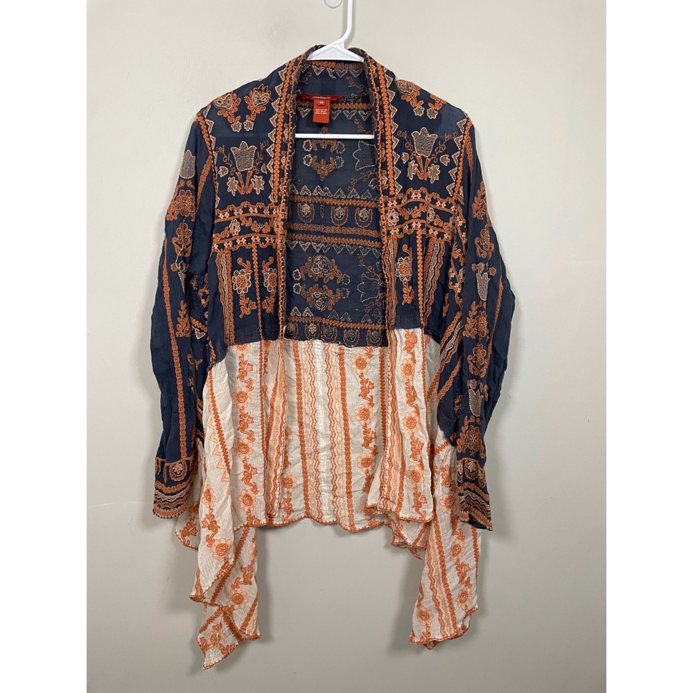 Sundance Open Front Embroidered‎ Kimono Blouse Cardigan Size XS Bohemian Artsy